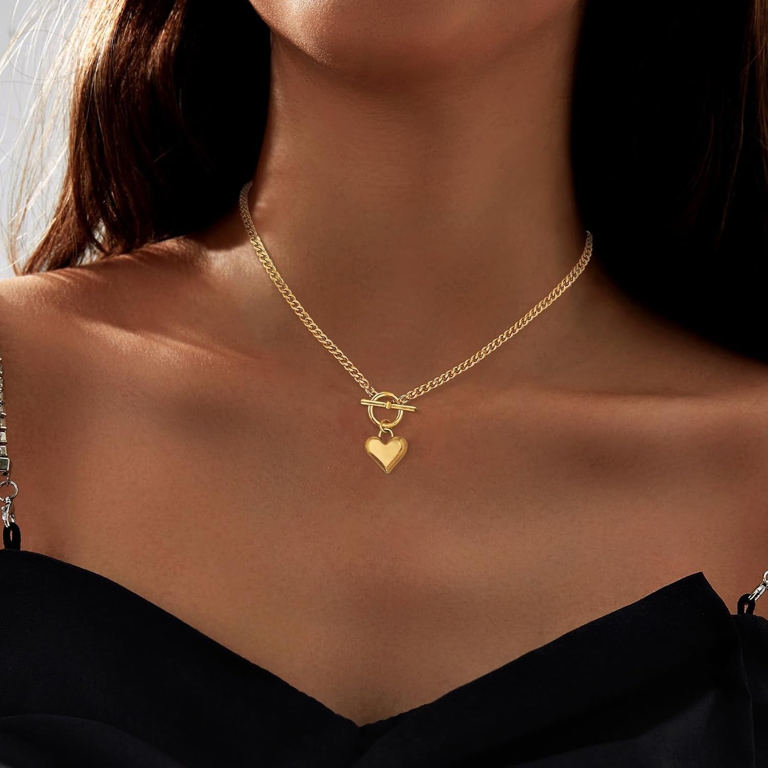 14Kcollana Donna Con Pendente a Cuore, Oro Catenina Elegante E Ipoallergenica, Regalo per Compleanni E Anniversari, Accessorio Moda per Donna E Fidanzata, Design Moderno E Raffinato（43.18Cm）