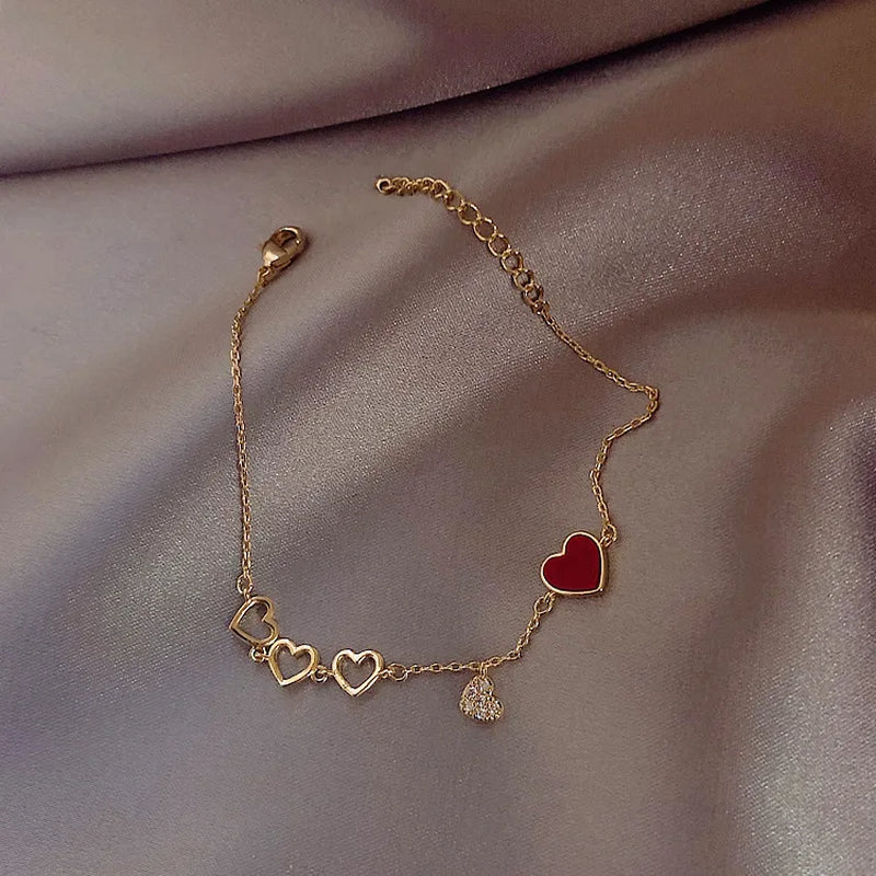 Bohemia Silver Color Heart Beads Bracelets for Women Fashion Multilayer Chain Bracelets Set Charm Bracelet Bangles Jewelry Punk