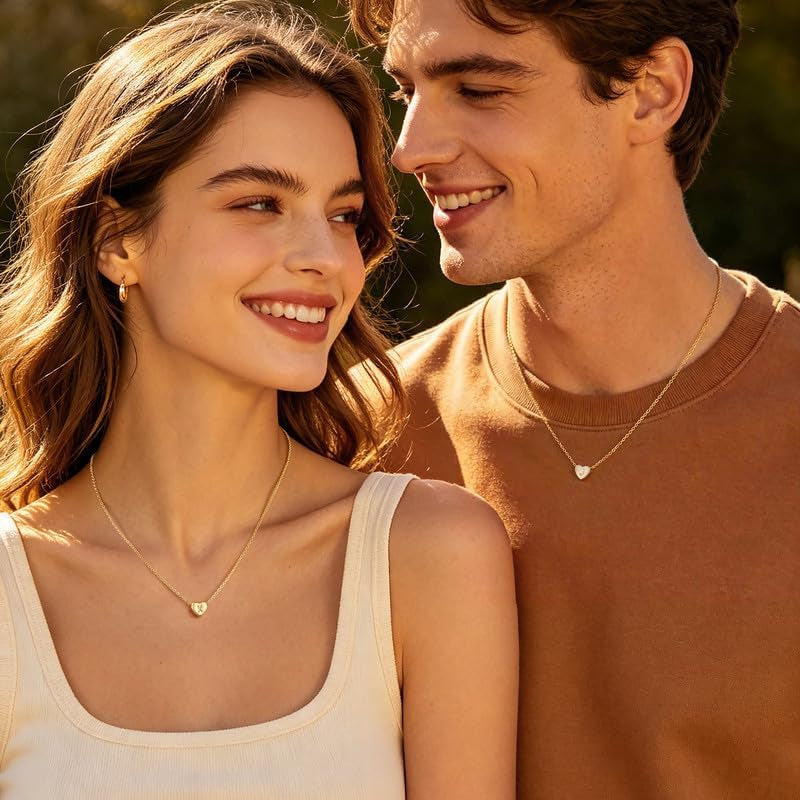Collana Con Iniziale Donna Oro - 14K Placcato Oro Iniziale A-Z Collana Cuore Con Lettera, Personalizzato Gioielli Donna Regalo per Lei Ragazza Fidanzata Mamma Amica Compleanno