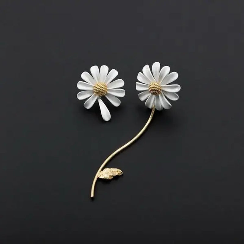 New Korean Style Long Daisy Flower Earrings for Women Asymmetrical Delicate Flower Style Earring Girls Sweet Jewelry Gift