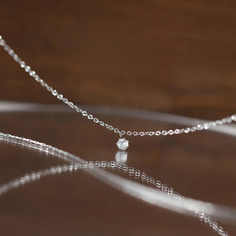 Minimalist Stainless Steel Layering Flash Chain Necklaces for Women Stylish round Pendant Necklaces Waterproof Jewelry Gift