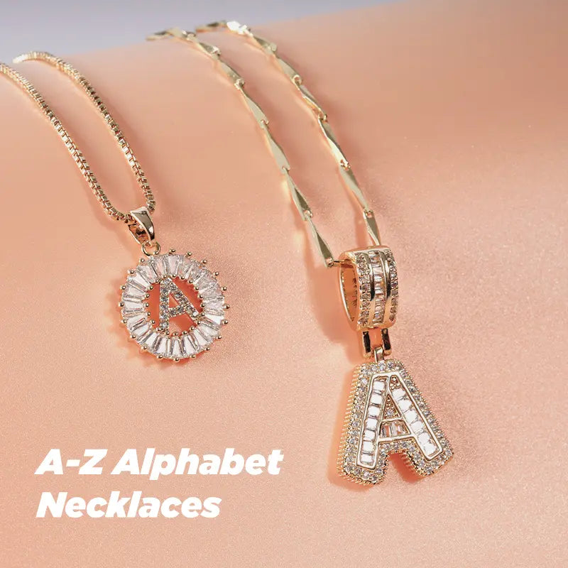 MINDEKA 2 Pack Initial Necklaces Letter Pendant Necklaces 14K Gold Plated Alphabet Necklaces with Adjustable 17''-19'' Chain for Women Mother’S Day Gift