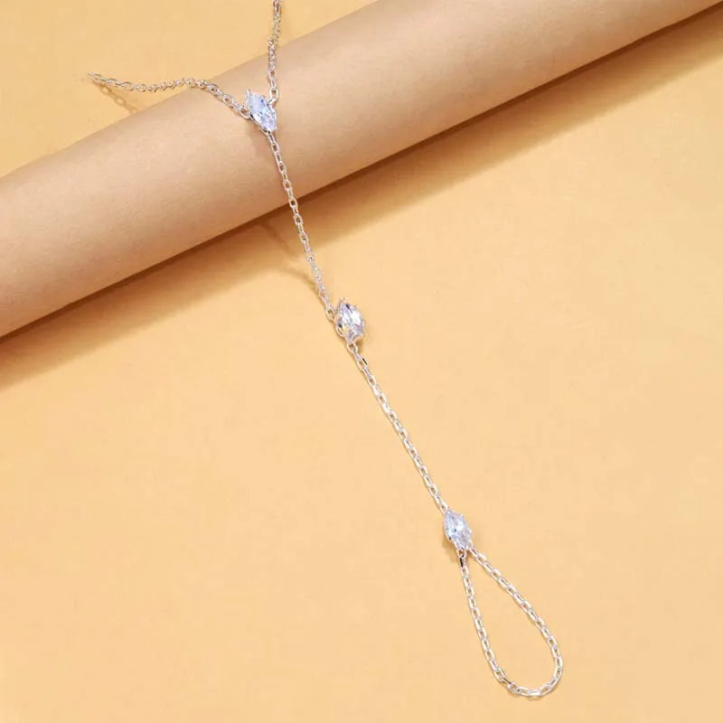 Bohemia Shiny Rhombus Crystal Bracelet for Women Simple Thin Chain Finger Bracelet Jewelry Accessories Gift 2025 New