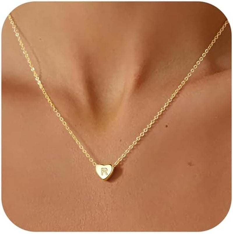 Collana Con Iniziale Donna Oro - 14K Placcato Oro Iniziale A-Z Collana Cuore Con Lettera, Personalizzato Gioielli Donna Regalo per Lei Ragazza Fidanzata Mamma Amica Compleanno