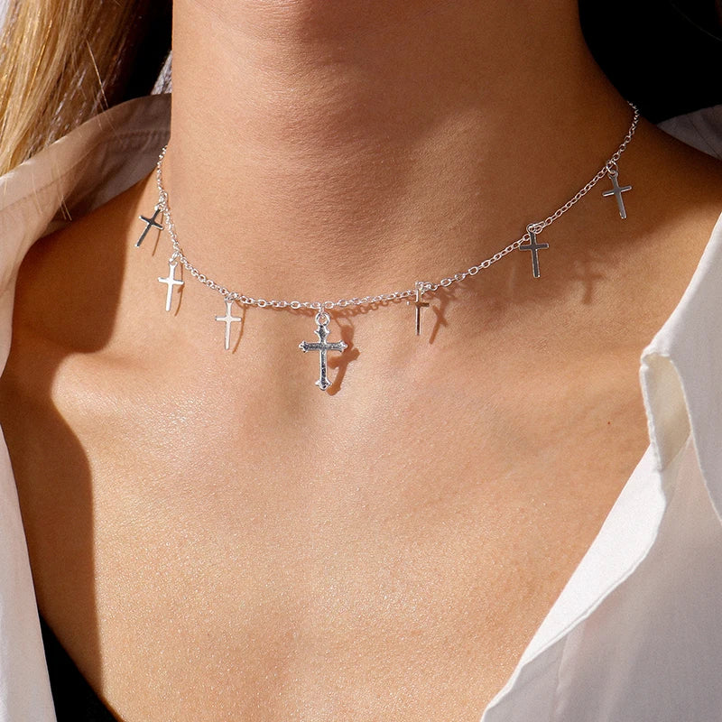Aihua Multiple Small Cross Clavicle Chain Necklaces & Pendants for Women Hot Sale Femininos Colares Party Jewelry