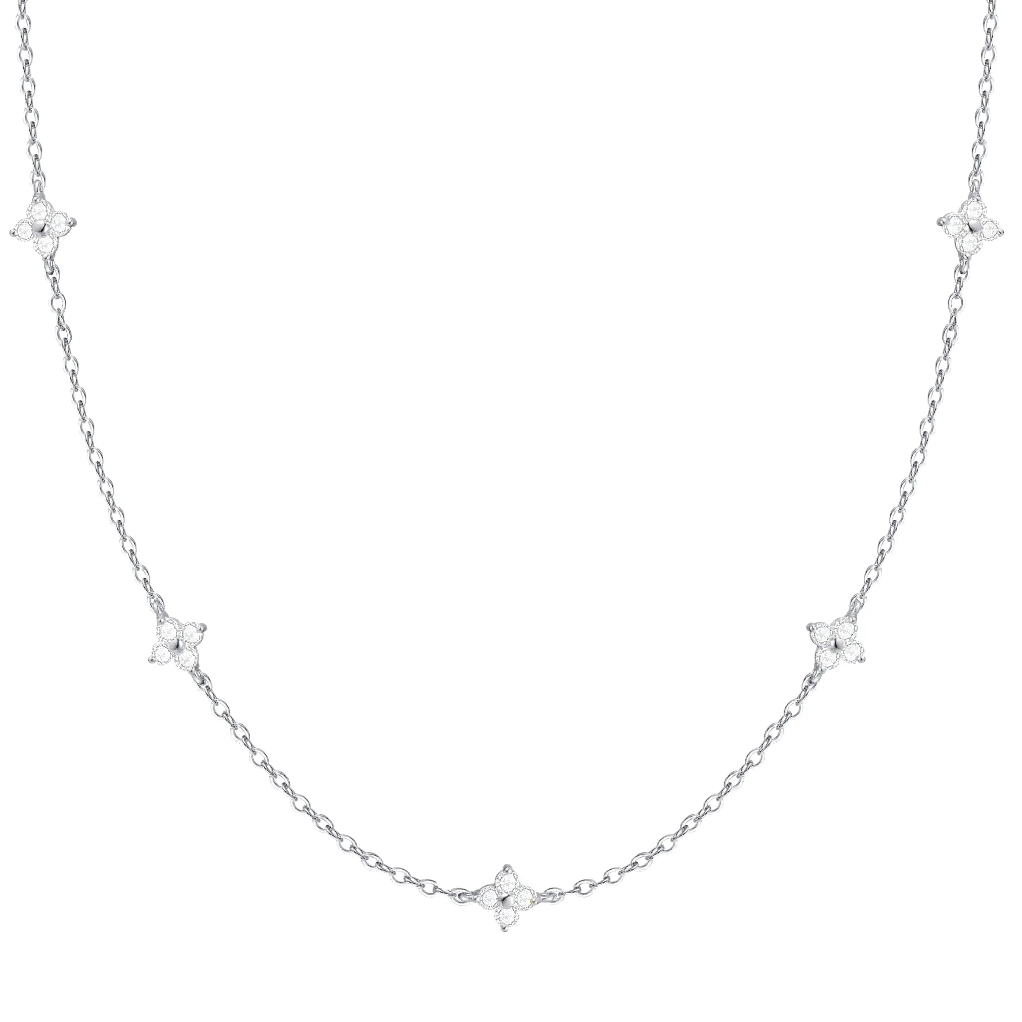 Dainty Flower Necklace, 14K Gold-Plated Flower Collarbone Chain, Ladies' Cute Simulated Diamond Necklace, Fashion Jewelry Gift, Jewelry Necklace for Teen Girls Gift, Mother’S Day Gift