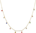 Collana Color Oro Con Cristalli Colorati Gioiello Regalo Donna Catenina Acciaio