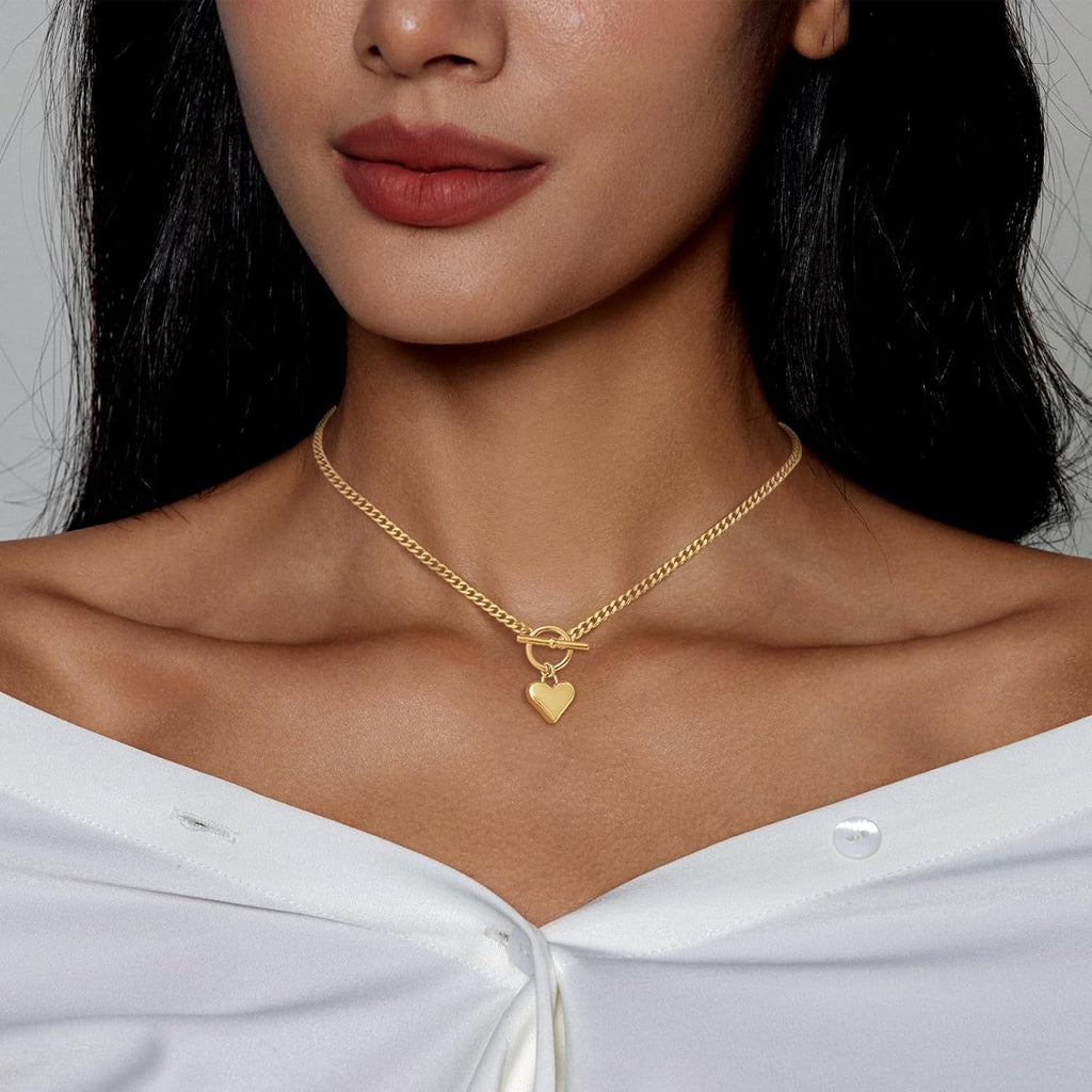 14Kcollana Donna Con Pendente a Cuore, Oro Catenina Elegante E Ipoallergenica, Regalo per Compleanni E Anniversari, Accessorio Moda per Donna E Fidanzata, Design Moderno E Raffinato（43.18Cm）