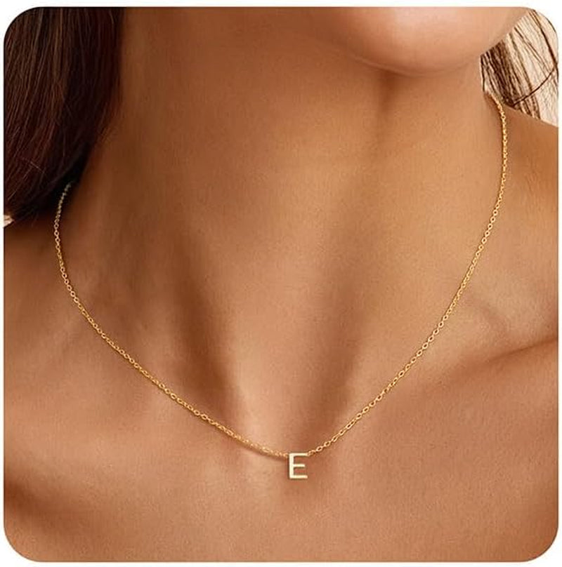 Collana Con Iniziale Donna Oro - 14K Placcato Oro Iniziale A-Z Collana Con Lettera, Personalizzato Gioielli Donna Regalo per Lei Ragazza Fidanzata Mamma Amica Compleanno