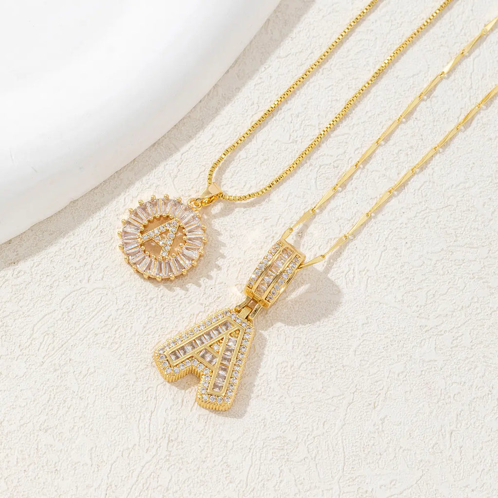 MINDEKA 2 Pack Initial Necklaces Letter Pendant Necklaces 14K Gold Plated Alphabet Necklaces with Adjustable 17''-19'' Chain for Women Mother’S Day Gift