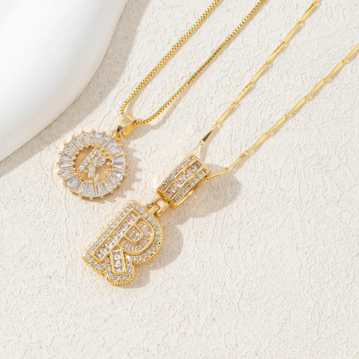 MINDEKA 2 Pack Initial Necklaces Letter Pendant Necklaces 14K Gold Plated Alphabet Necklaces with Adjustable 17''-19'' Chain for Women Mother’S Day Gift