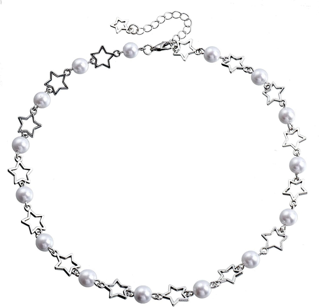 Collana Girocollo Con Perle E Stelle, Stile Bohémien, Con Perle Finte, Gioiello Da Donna