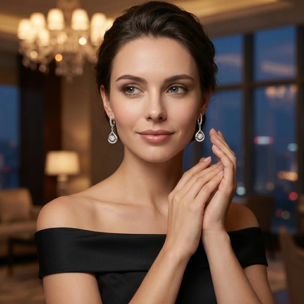 Gold & Silver Plated Teardrop Cubic Zirconia Huggie Earrings, Hypoallergenic Dangle Drop Earrings for Women, Anti-Tarnish Sparkling Waterfall Earrings for Daily/Party/Wedding, Trendy Statement Jewelry Gift