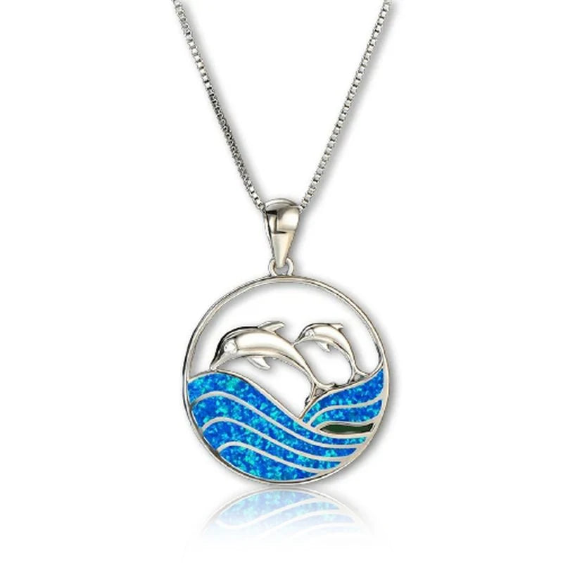 Fashion Big Water Drop White Opal Pendant Necklace for Women Luxury Rose Gold Color Crystal Flower Necklace Jewelry Dropshipping