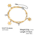 Crystal Snowflake Charms Bracelet for Women Stainless Steel Gold Plated Paperclip Chain Birthday Winter Couple Jewelry Gift