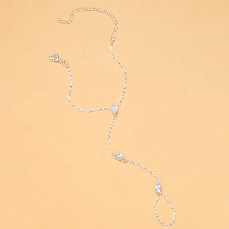 Bohemia Shiny Rhombus Crystal Bracelet for Women Simple Thin Chain Finger Bracelet Jewelry Accessories Gift 2025 New