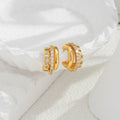 Geometric Retro 18K Gold Earrings with a High-End European and American Feel, Popular Earrings with Micro Inlaid Zircon Earrings and Ins Style Earrings