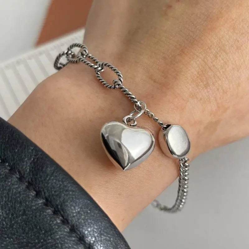 Retro Heart Bangle - Handmade Vintage Chic Playful Elegant Stylish Accessory for Women, Daily Wear Fashion Jewelry, Perfect Birthday Gift