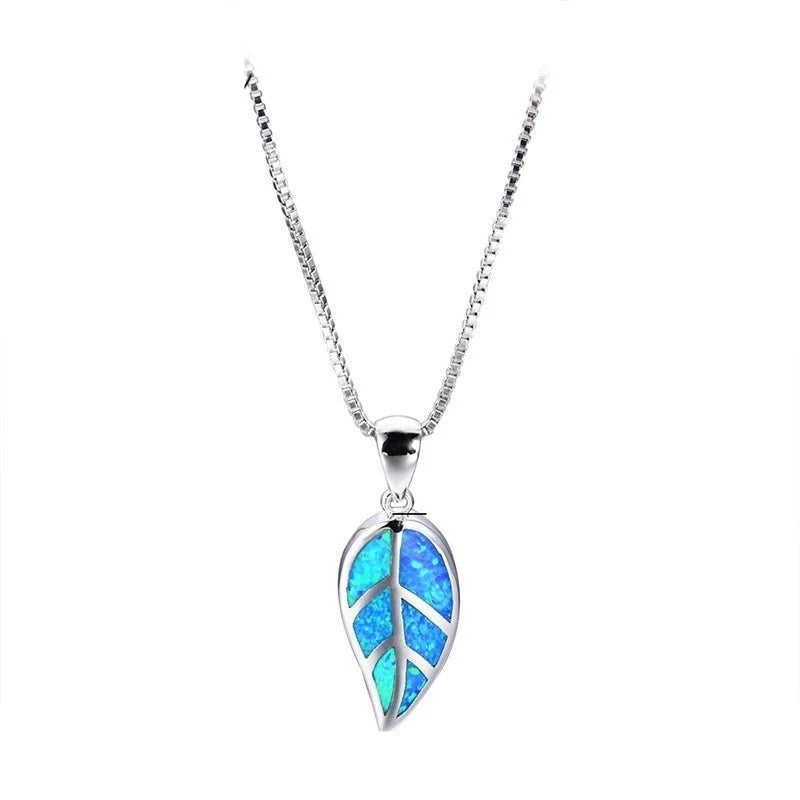 Fashion Big Water Drop White Opal Pendant Necklace for Women Luxury Rose Gold Color Crystal Flower Necklace Jewelry Dropshipping