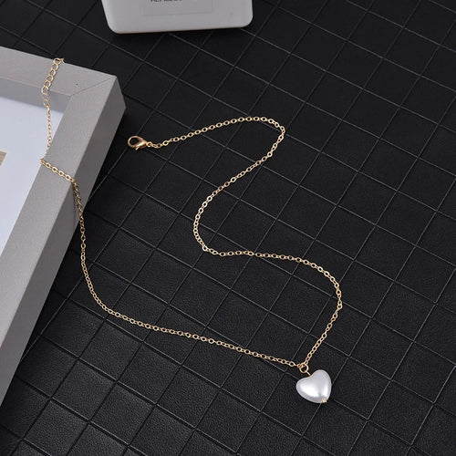 2024 New Fashion Kpop Pearl Choker Necklace Cute Double Layer Chain Pendant for Women Jewelry Girl Gift