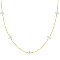 Dainty Flower Necklace, 14K Gold-Plated Flower Collarbone Chain, Ladies' Cute Simulated Diamond Necklace, Fashion Jewelry Gift, Jewelry Necklace for Teen Girls Gift, Mother’S Day Gift