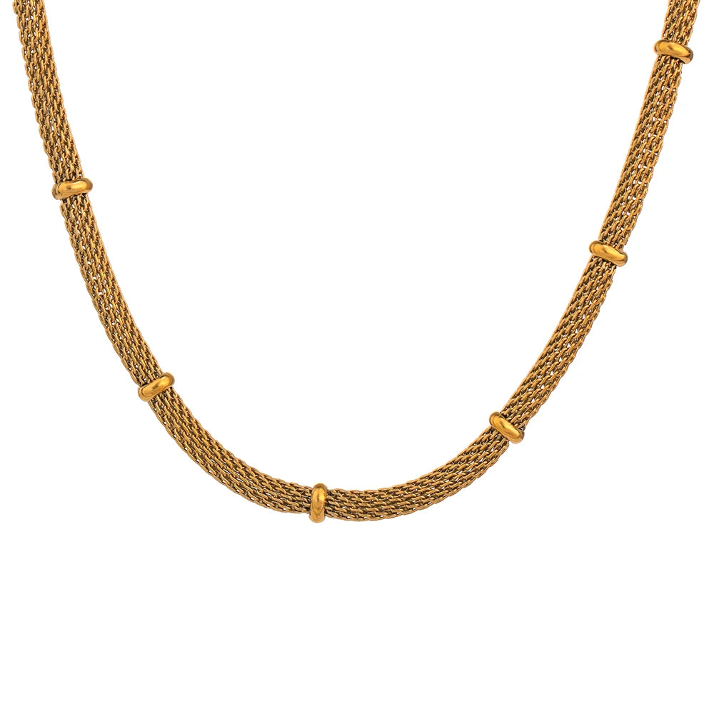 Stainless Steel Chain Jewelry Set Statement Golden Metal 18 K PVD Plated Necklace Bracelet Set Waterproof Bijoux Femme