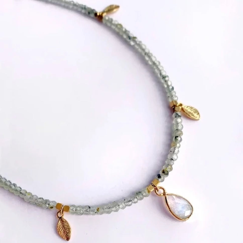 Creative Design Natural Stone Necklace Short Necklace Retro Ethnic Pink Green Black Red Natural Stone Pendant Women Jewelry