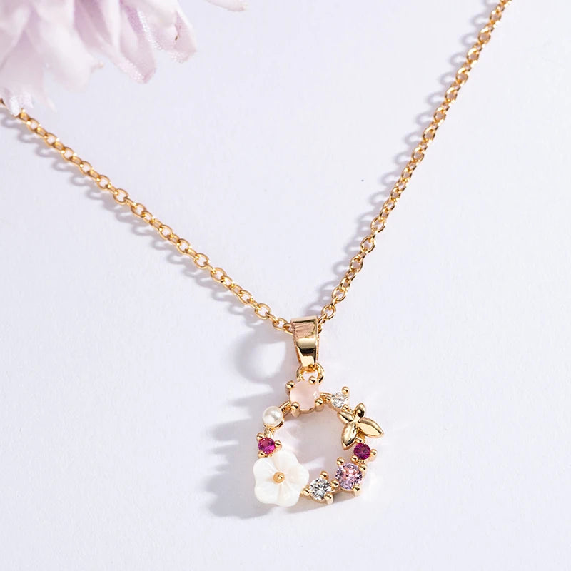 925 Sterling Silver Cute Flower Statement Pendant Necklace for Women Girls Valentines Day Gift Fashion Jewelry