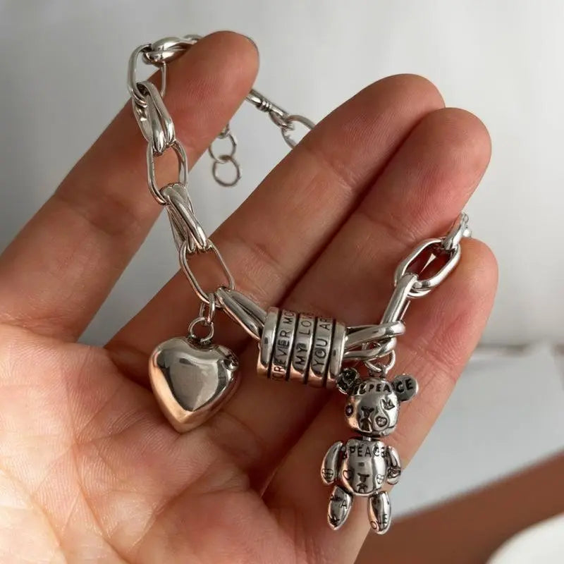 Retro Heart Bangle - Handmade Vintage Chic Playful Elegant Stylish Accessory for Women, Daily Wear Fashion Jewelry, Perfect Birthday Gift