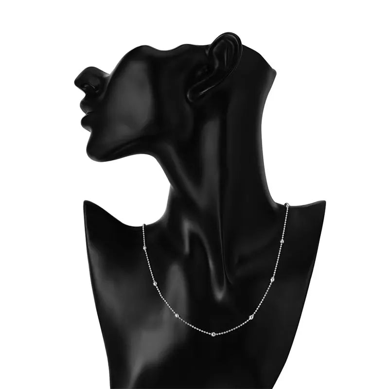 Charm 925 Sterling Silver 16-24 Inches Fine Sweater Bead Chain Women Necklace for Fashion Temperament Jewelry Party Wedding