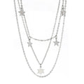 Star Pendant Necklace for Women Silver Color Stainless Steel Three Layer Chain Collars Elegant Fashion Jewelry Accessories