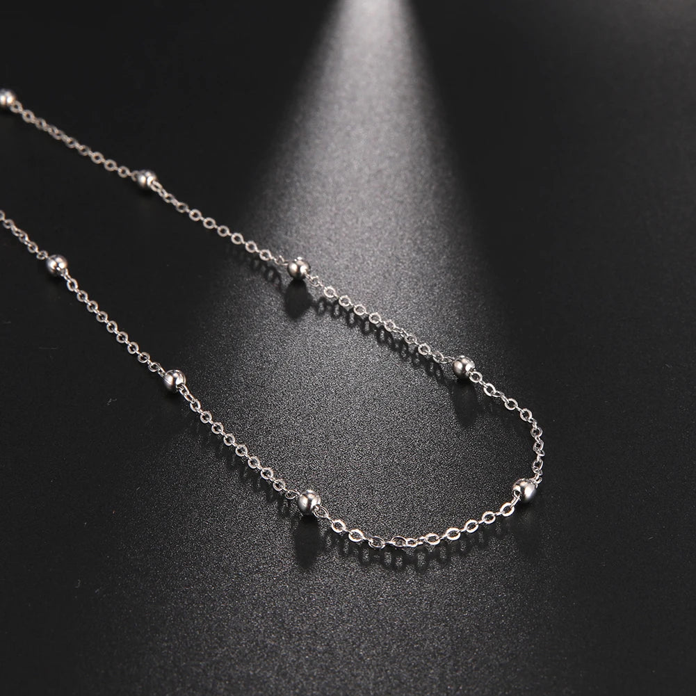 Gold Silver Simple Beads Chain Choker Women'S Fashion Necklaces Collier Collar for Girls
