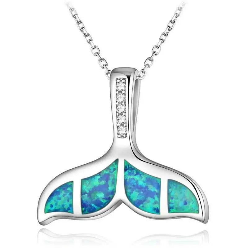Fashion Big Water Drop White Opal Pendant Necklace for Women Luxury Rose Gold Color Crystal Flower Necklace Jewelry Dropshipping