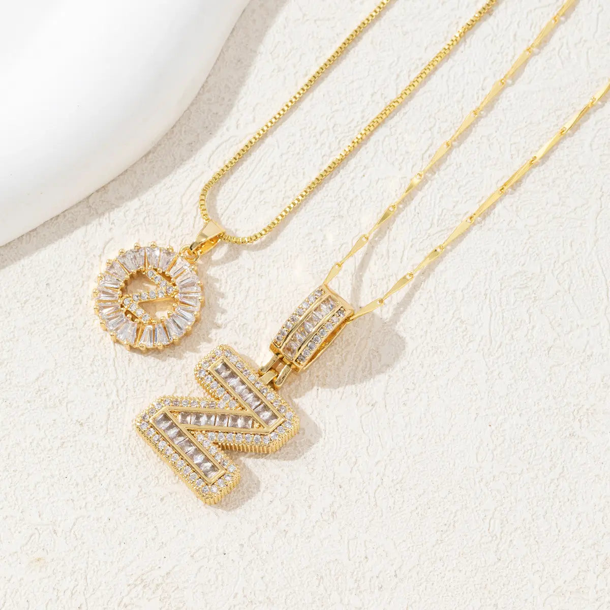 MINDEKA 2 Pack Initial Necklaces Letter Pendant Necklaces 14K Gold Plated Alphabet Necklaces with Adjustable 17''-19'' Chain for Women Mother’S Day Gift
