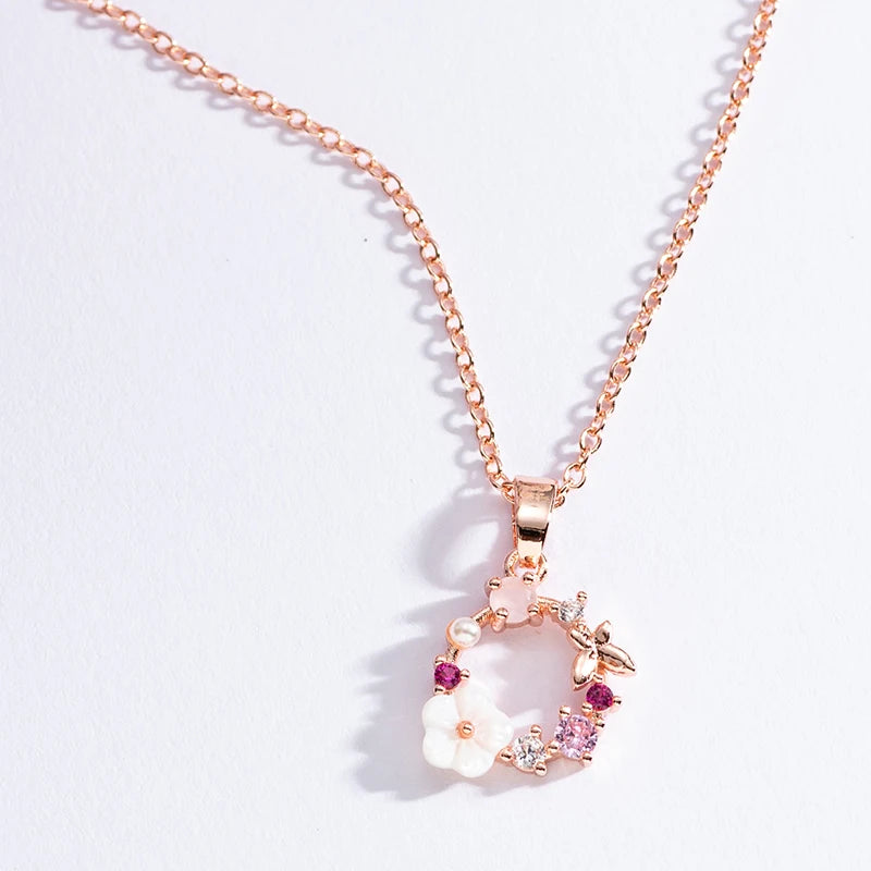 925 Sterling Silver Cute Flower Statement Pendant Necklace for Women Girls Valentines Day Gift Fashion Jewelry