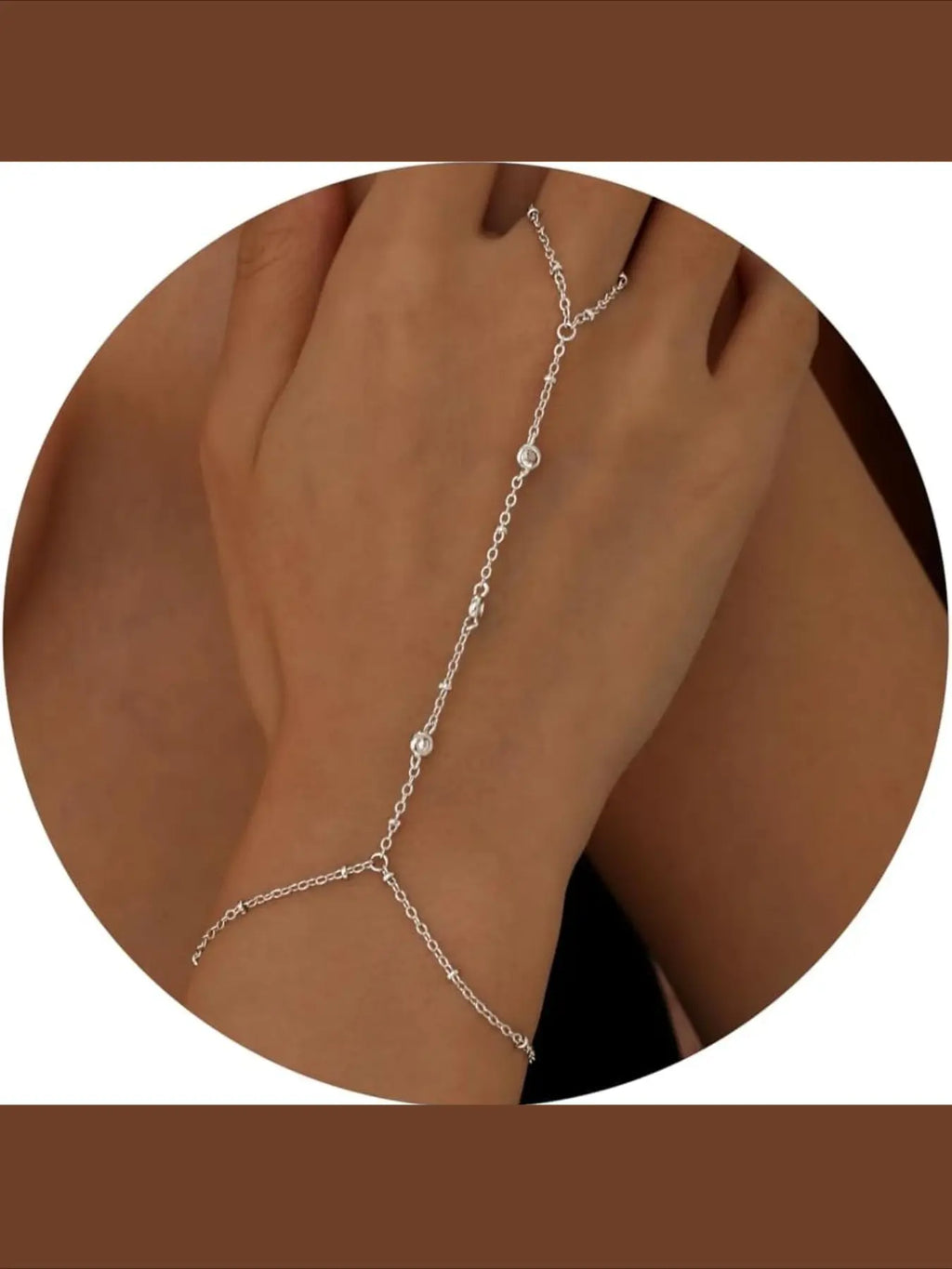 Hand Chain Bracelets for Women, Exquisite Bracelet, 14K Gold Plated Ring Bracelet with Cubic Zircon, Dainty Stackable Silver Link Chain, Elegant Jewelry Bracelet