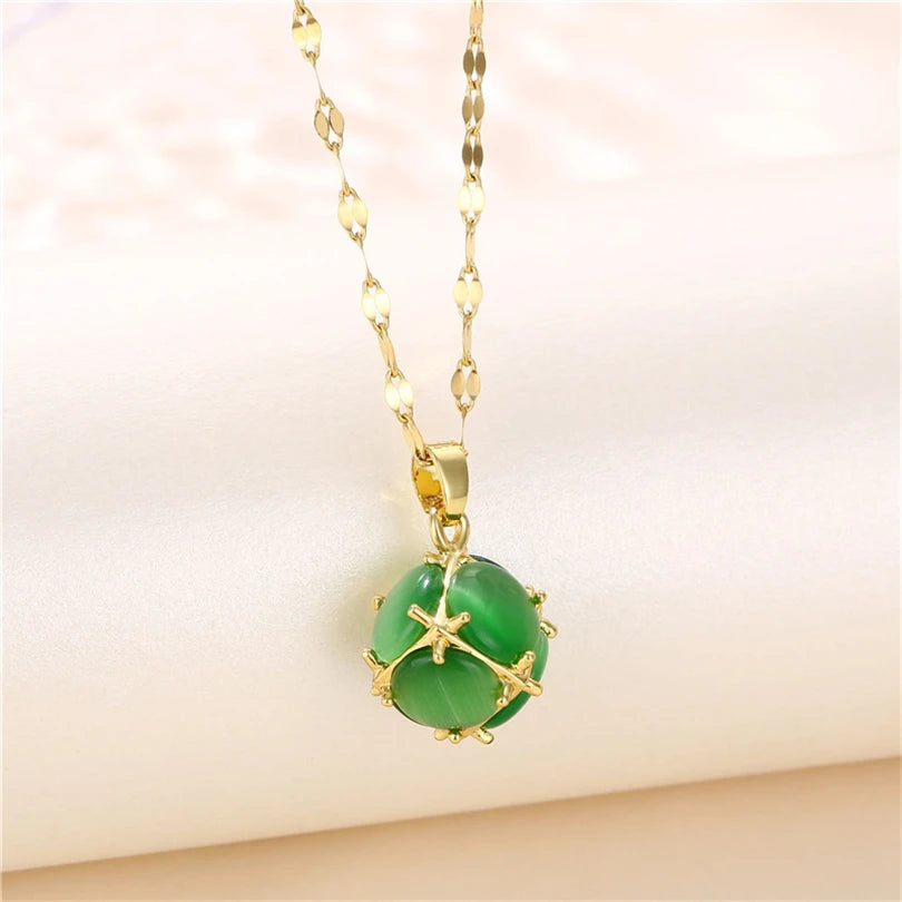 New in Light Luxury Zircon Crystal Stainless Steel Necklaces for Women Korean Fashion Sweet Sexy Female Clavicle Chain Jewelry