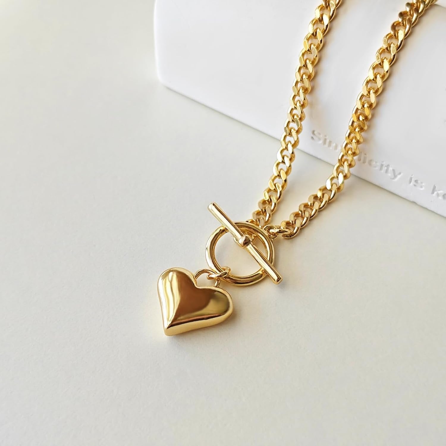 14Kcollana Donna Con Pendente a Cuore, Oro Catenina Elegante E Ipoallergenica, Regalo per Compleanni E Anniversari, Accessorio Moda per Donna E Fidanzata, Design Moderno E Raffinato（43.18Cm）