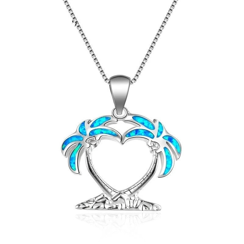 Fashion Big Water Drop White Opal Pendant Necklace for Women Luxury Rose Gold Color Crystal Flower Necklace Jewelry Dropshipping