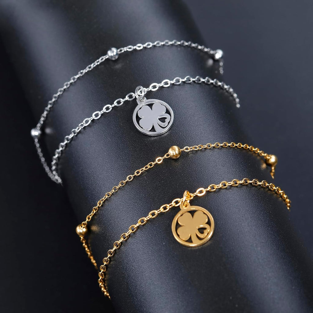 Bracciale Da Donna Con Quadrifoglio, in Acciaio Inox, Con Quadrifoglio, Portafortuna, Alla Moda, Idea Regalo per Le Donne