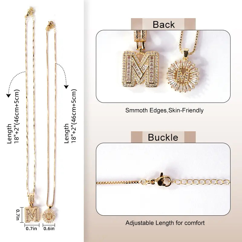 MINDEKA 2 Pack Initial Necklaces Letter Pendant Necklaces 14K Gold Plated Alphabet Necklaces with Adjustable 17''-19'' Chain for Women Mother’S Day Gift