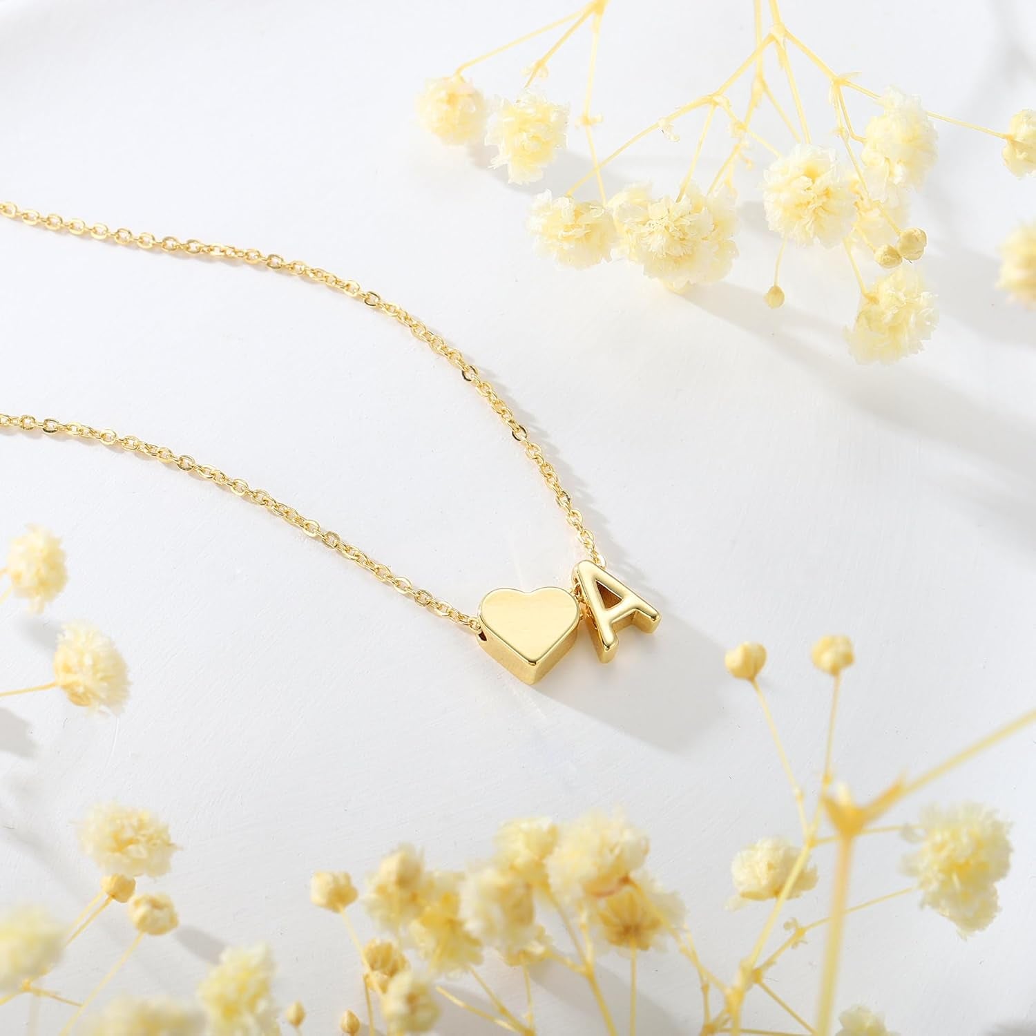 Regali Di Natale per Donne E Ragazze – Collana a Cuore Oro Con Lettere Da Donna, 14 Carati Placcato Oro Con Lettere A-Z Ciondolo a Forma Di Cuore Gioielli Regali Personalizzati per Donne