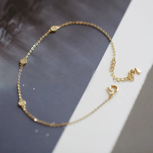 925 Sterling Silver 14K Gold Plated Bracelet INS Zircon Disc Light Luxury Bracelet for Women Jewelry