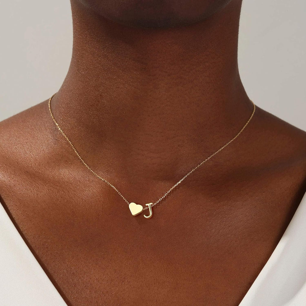 Regali Di Natale per Donne E Ragazze – Collana a Cuore Oro Con Lettere Da Donna, 14 Carati Placcato Oro Con Lettere A-Z Ciondolo a Forma Di Cuore Gioielli Regali Personalizzati per Donne