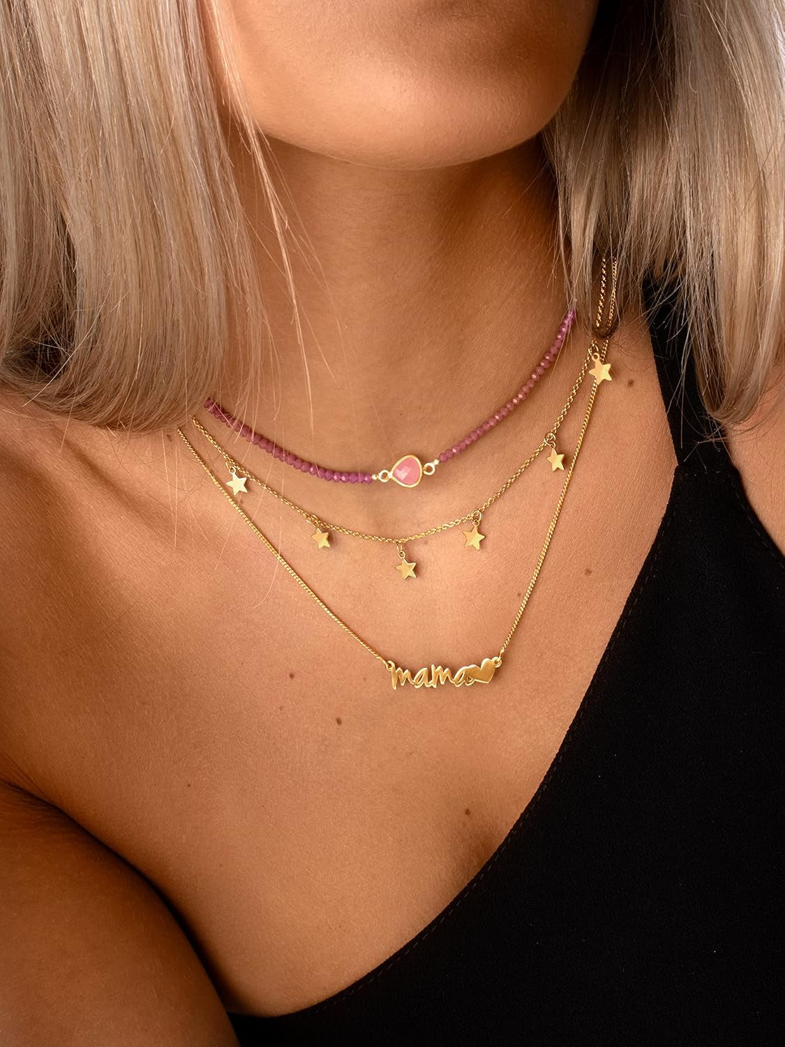 - Collana Mamma Heart - Ciondolo in Argento Sterling 925 - Collana Con Scritta Mama E Cuore Di Taglia Unica - Gioielli Da Donna - Made in Spagna - Varie Finiture