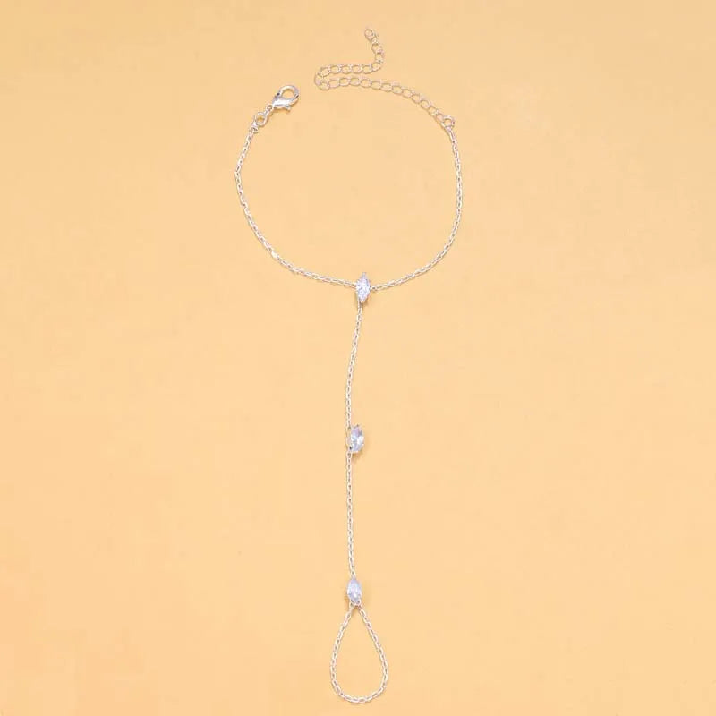 Bohemia Shiny Rhombus Crystal Bracelet for Women Simple Thin Chain Finger Bracelet Jewelry Accessories Gift 2025 New