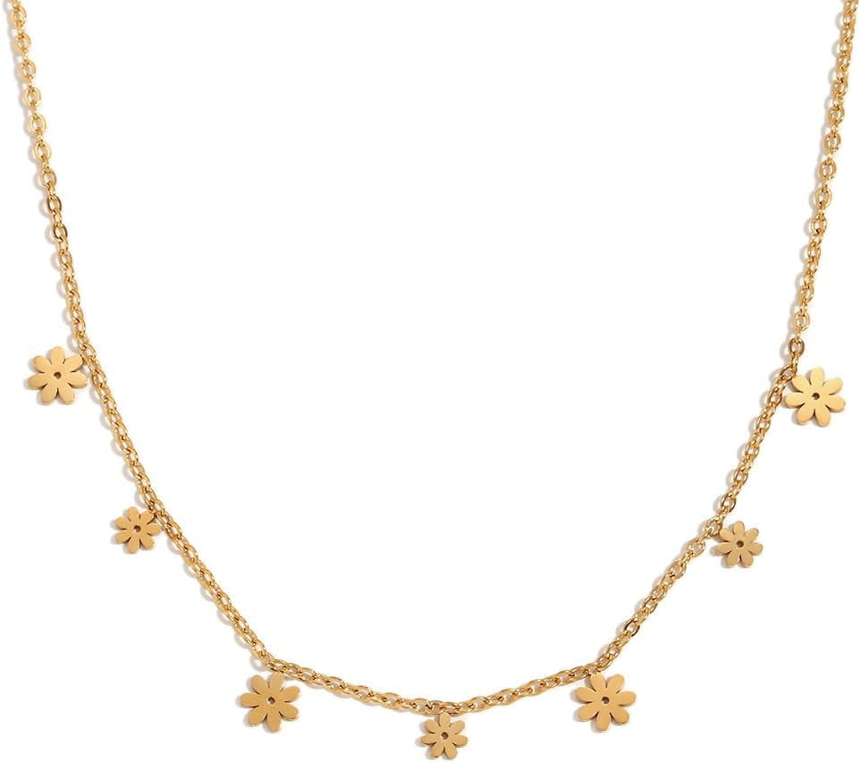 Simpatica Collana Girocollo Con Fiori a Margherita per Donne E Ragazze Fiori in Acciaio Inossidabile Collane a Catena Regolabili Gioielli Minimalisti Regali per La Festa Della Mamma
