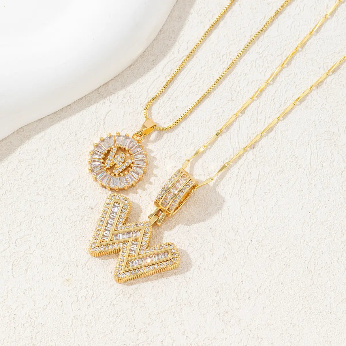 MINDEKA 2 Pack Initial Necklaces Letter Pendant Necklaces 14K Gold Plated Alphabet Necklaces with Adjustable 17''-19'' Chain for Women Mother’S Day Gift