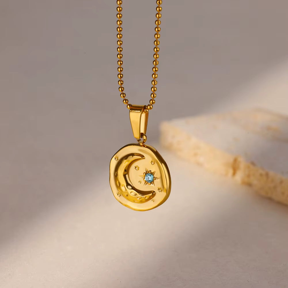 Stainless Steel Cross Star Moon Pendant Multilayer Chain Choker Necklace for Women Trendy Wedding Party Jewerly Accessories