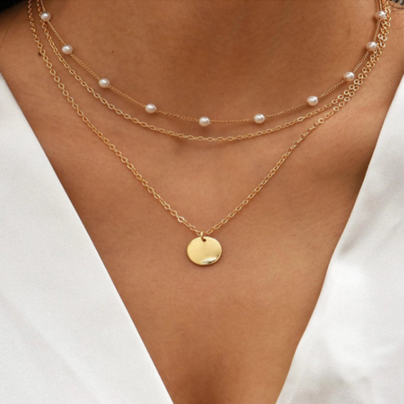 Crystal Zircon Heart Star Charm Layered Pendant Necklace Set for Women Charms Fashion Square Rhinestone Female Vintage Jewelry